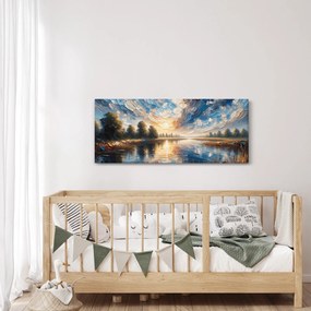 Obraz - Maľba slnka nad vodou (120x50 cm)
