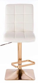 LuxuryForm DESIGN Barová stolička TOLEDO na zlatej hranatej podstave - biela