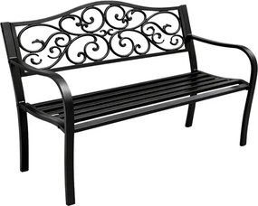 Lean Záhradná kovová lavička – 127cm, čierna