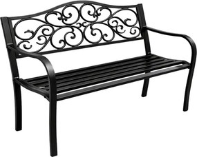 Lean Záhradná kovová lavička – 127cm, čierna