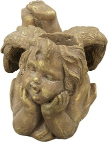 Bronzovo - hnědý antik květináč Anděl s křídly - 37*20*18 cm