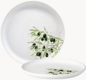 Plytký tanier z nového kostného porcelánu Olives