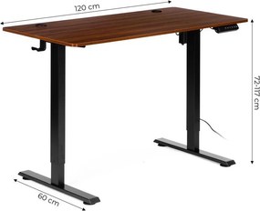 Elektrický nastaviteľný stôl 120 x 60 cm, nastaviteľná výška 72-117 cm, biely