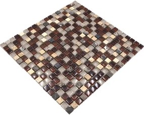 Sklenená mozaika s prírodným kameňom XCM M870 1,5x1,5 cm