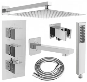 Mexen Cube DR02 vaňovo-sprchová podomietková súprava s dažďovými tryskami 25 cm, chrómová - 77503DR0225-00