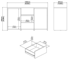 Biela/v prírodnej farbe komoda v dekore duba 149x84x48 cm Next – Tvilum