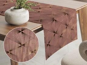 Biante Zamatový behúň na stôl Isabela IBL-009 Rose Gold trojuholníky na staroružovom 20x180 cm