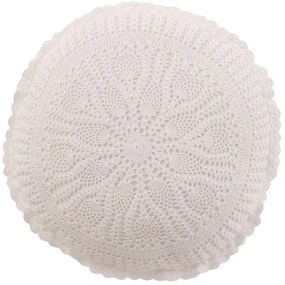 Biely bavlnený okrúhly vankúš s čipkou Lace white - Ø 39*12cm