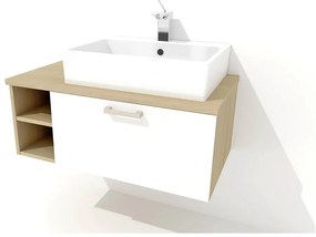 Nabytekmorava Závesná kúpeľňová skrinka pod umývadlo K42 farba korpusu: Bielý, farba dvierok: Bielá lesk