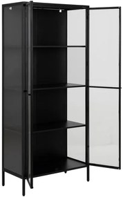Štýlová vitrína LOFORDA L 80x180 cm - čierna, sklo číre