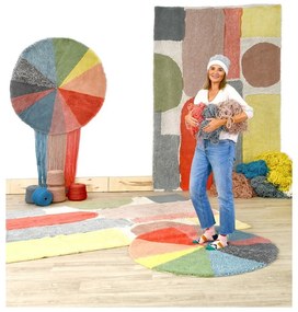 Prateľný ručne tkaný vlnený detský koberec ø120 cm Pie Chart – Lorena Canals