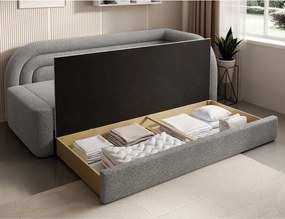 Sivá rozkladacia/s úložným priestorom pohovka z textílie buklé pravý roh 223 cm Fabillo – ELTAP