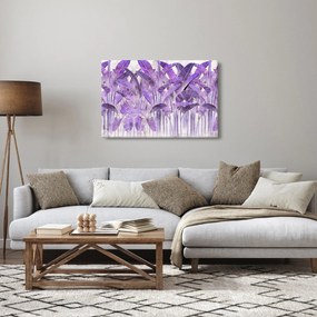 Obraz - Fialové listy v omietke (90x60 cm)