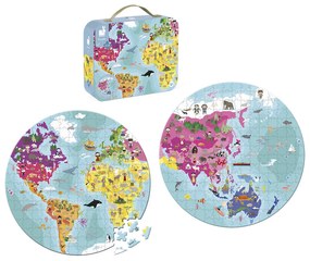 Detské obojstranné puzzle v kufríku - Zemeguľa - 208 ks