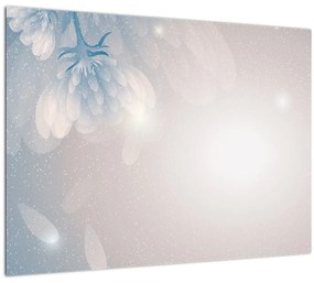 Sklenený obraz - Zasnežené kvety (70x50 cm)
