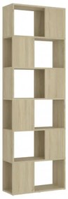 vidaXL Knižnica/deliaca stena biela a dub sonoma 60x24x186 cm drevotrieska-