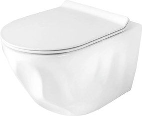 Závesná WC misa so SoftClose sedadlom REA Gustavo Rimless, biela lesk