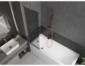 Mexen Next, 1-krídlová vaňová zástena 50 x 150 cm, 6mm šedé sklo, medená matná, 895-050-000-00-40-65