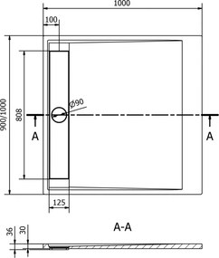 Mexen Amon, SMC obdĺžniková sprchová vanička 100 x 90 cm, čierna, 4F709010