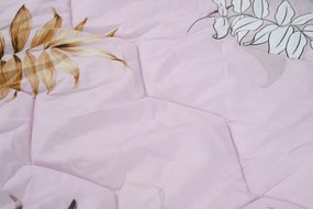 Celoročná prikrývka prešívaná LISTY 140x200 cm, ružová