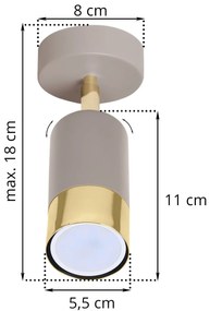 Bodové svietidlo Hugo, 1x béžové/zlaté kovové tienidlo, (možnosť polohovania)