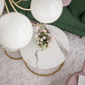 KONFERENČNÝ STOLÍK DIJON 2v1 BIELY MRAMOR + ZLATÝ PODSTAVEC