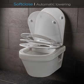 Aliano, doska na toaletu, D-tvar, automatické sklápanie, antibakteriálna, biela