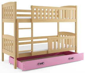 Interbeds Poschodová posteľ Kubus prírodná so šuplíkom 200cm x 90cm - ružová