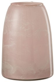 Ružový mramorovaný sklenený svietnik - Ø 15 * 22 cm