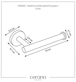 CERANO - Nástenný držiak toaletného papiera Lineo - čierna matná, CER-CER-479404