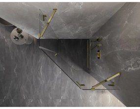Mexen Lunar, päťuholníkový sprchový kút naklápací vpravo 80 x 80 cm, 8mm číre sklo, zlatý profil, 831-080P-080L-50-00-P