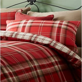 Červené obliečky na dvojlôžko Catherine Lansfield Kelso Red, 200 × 200 cm