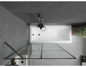 Mexen Next, 1-krídlová vaňová zástena 100 x 150 cm, 6mm číre sklo - čierny vzor, grafitová, 895-100-000-00-77-95