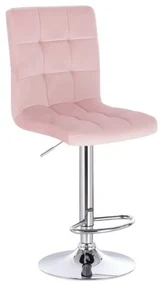 LuxuryForm DESIGN Barová stolička TOLEDO VELUR na striebornom tanieri - ružová
