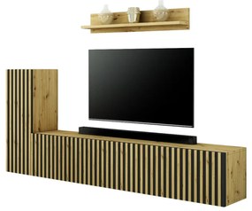 Obývacia stena TREND 3, dub artisan/čierna