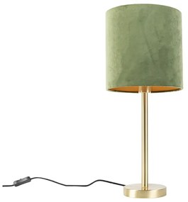 Botanická stolná lampa mosadz s zeleným tienidlom 25 cm - Simplo