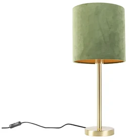 Botanická stolná lampa mosadz s zeleným tienidlom 25 cm - Simplo