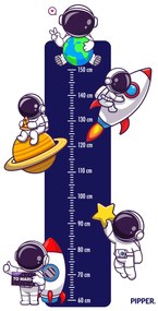 PIPPER. Textilná nálepka na stenu "Detský meter - Astronauti"