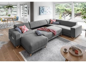 Sivá rozkladacia/s úložným priestorom rohová pohovka (pravý roh/do tvaru "U") Classy Sophie – Miuform