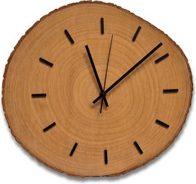 Drevené nástenné hodiny z plátu dreva s kôrou a letokruhmi  | KORRO: Amber - 3072 26-29 cm 4814-115583 KOR007-29-AMBER