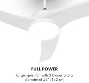 Klarstein Figo, stropný ventilátor, 52", 55 W, stropná lampa, 2 x 42 W, diaľkový ovládač, biely