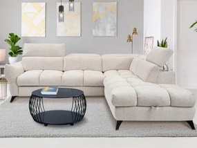 Rohová sedačka Fubu, šedo-krémová štruktúrovaná látka, pravý roh%