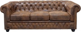 Pohovka Chesterfield starožitná hnedá 3-sedačka