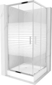 Mexen Rio štvorcový sprchový kút 90 x 90 cm, biele pruhy, chróm + sprchová vanička, biela - 860-090-090-01-20-4510