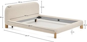 Béžová čalúnená dvojlôžková posteľ bez roštu 180x200 cm Odina – Kave Home