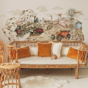 Samolepka do detskej izby vlak/priemyselná evolúcia 160x80 cm