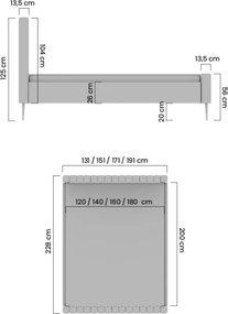 Čalúnená posteľ Nicole 160x200 - béžový velvet Velluto 2 / zlaté nohy