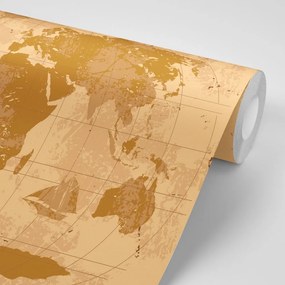 Samolepiaca tapeta rustikálna mapa sveta - 225x150