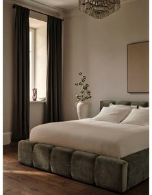 Zelená čalúnená dvojlôžková posteľ s úložným priestorom a roštom 160x200 cm Lupine – Micadoni Home