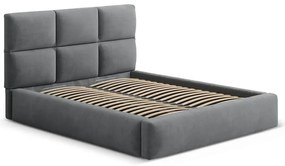 Sivá čalúnená dvojlôžková posteľ s úložným priestorom s roštom 140x200 cm Libera – Windsor &amp; Co Sofas